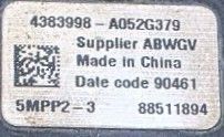 Датчик тиску відпрацьованих газів (DPF) ABWGV 4383998 A052G735 1168 - TIR-розборка Славута